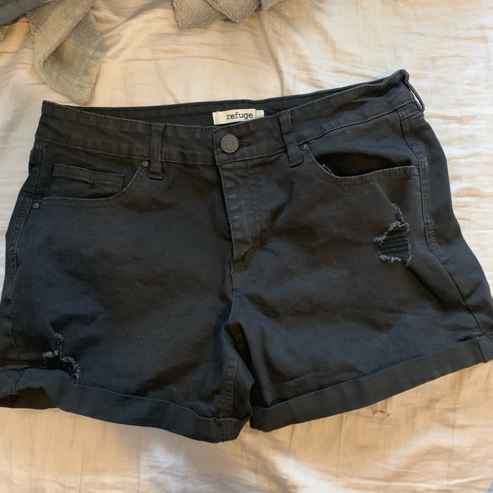 Black jean shorts